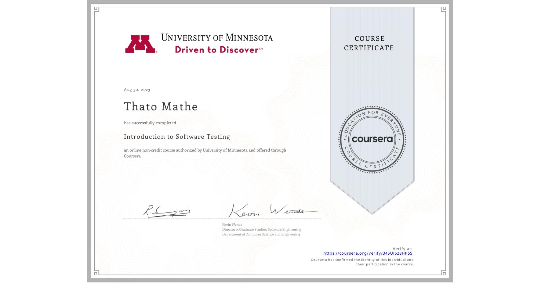 Software Testing Certificate